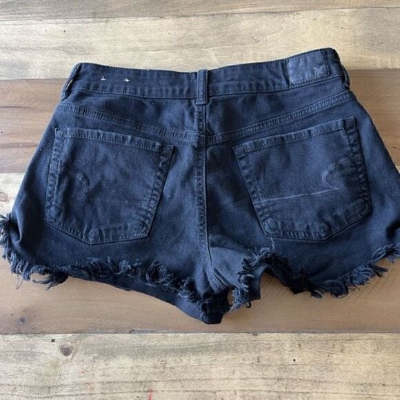 American Eagle High Rise Festival Cut Off Black Jean Shorts - size 8 - Picture 4 of 7